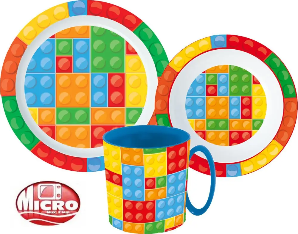 Bricks, Lego Pattern Namizna posoda, Komplet iz mikro plastike fotografija izdelka
