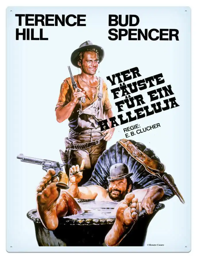 Bud Spencer & Terence Hill pločevinasta tabla Vier Fäuste für ein Halleluja 30 x 40 cm fotografija izdelka