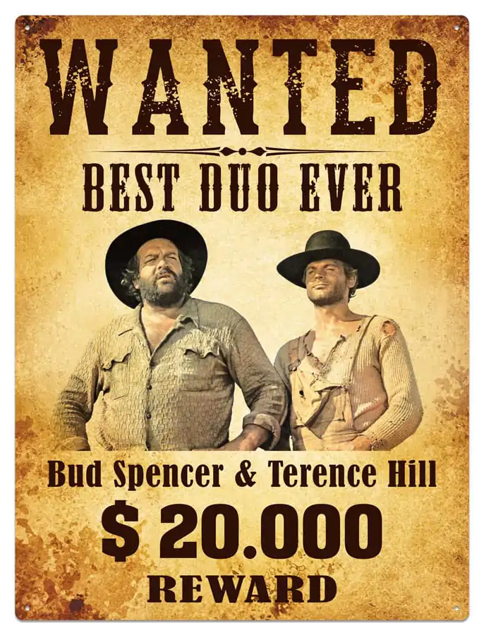 Bud Spencer & Terence Hill pločevinka znak Wanted 30 x 40 cm fotografija izdelka