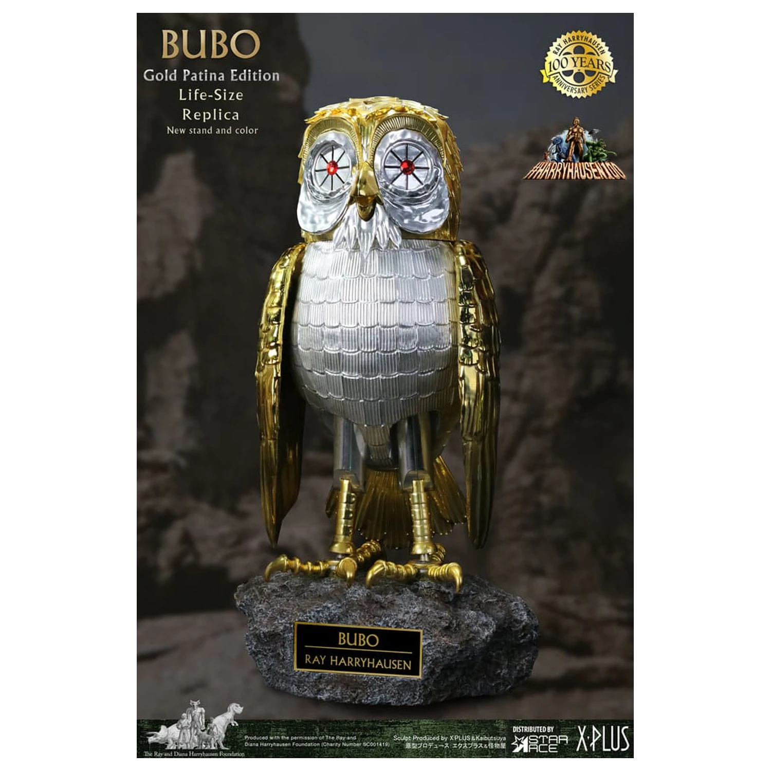 Clash of the Titans Kip Ray Harryhausens Bubo Gold Patina Edition Deluxe Ver. 34 cm fotografija izdelka
