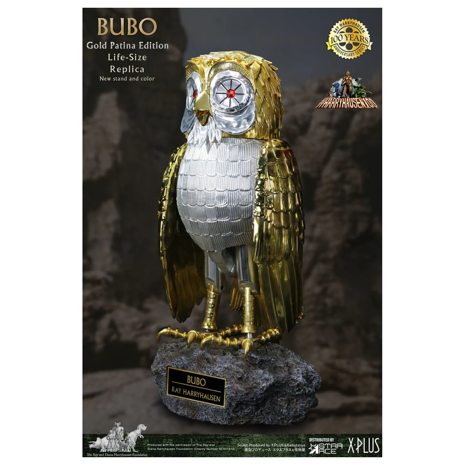 Clash of the Titans Kip Ray Harryhausens Bubo Gold Patina Edition Deluxe Ver. 34 cm fotografija izdelka