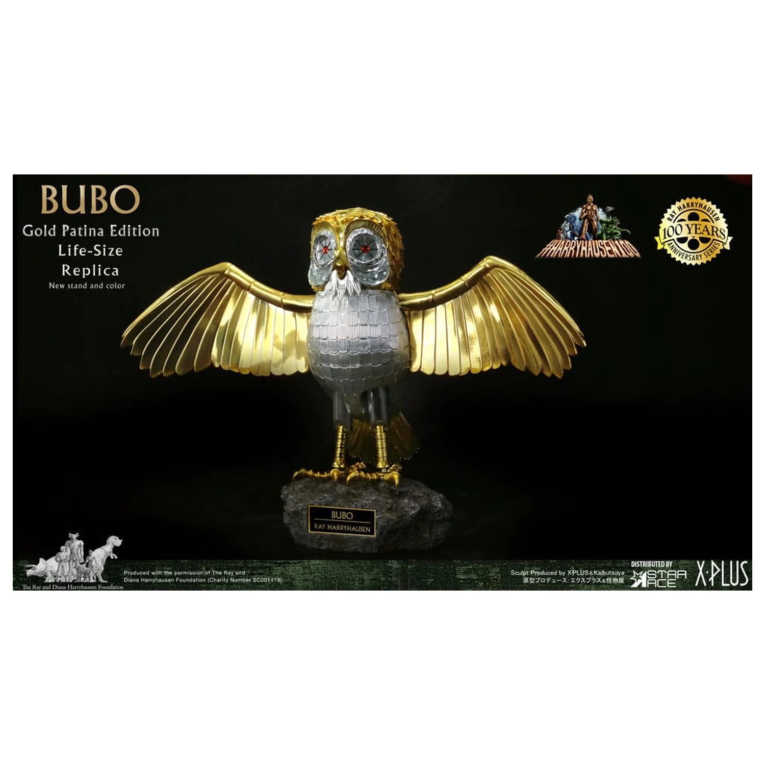 Clash of the Titans Kip Ray Harryhausens Bubo Gold Patina Edition Deluxe Ver. 34 cm fotografija izdelka
