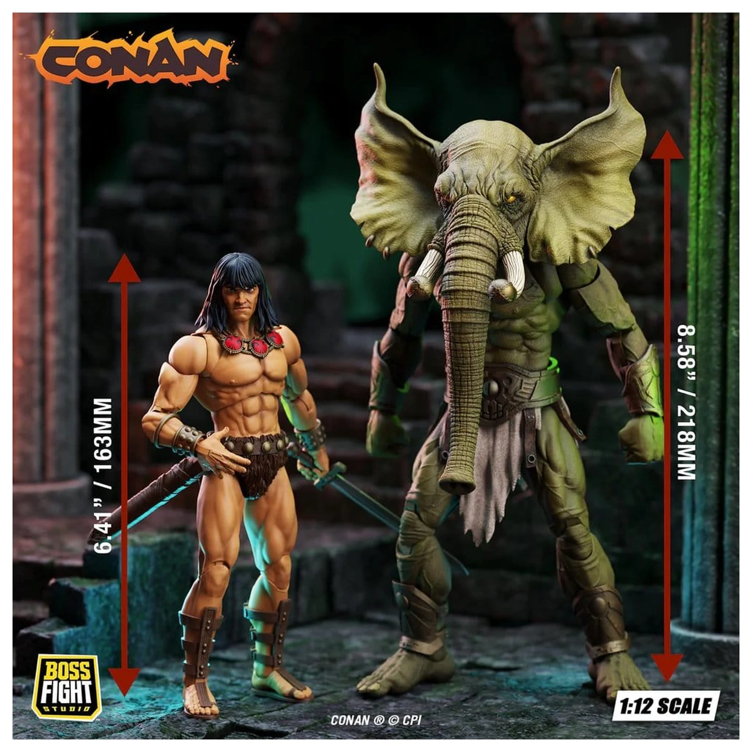 Conan the Barbarian Epic H.A.C.K.S. akcijske figure Komplet Stolp slona: Young Conan in Yag Kosha fotografija izdelka