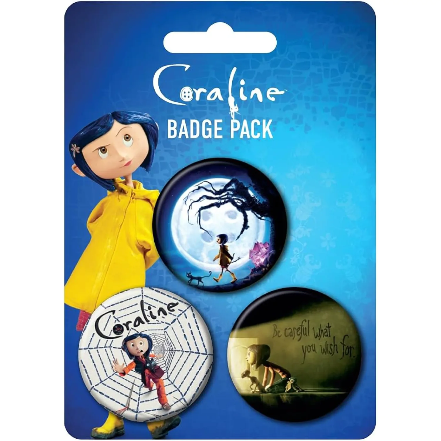 Coraline Veliki gumbi na pripenjanje 3-Pack Key Art fotografija izdelka