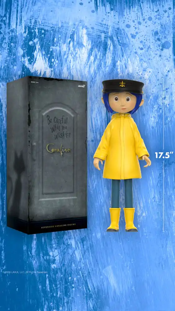 Coraline Supersize Vinyl akcijska figura Coraline s klobukom (gumbi namesto oči) 40 cm fotografija izdelka