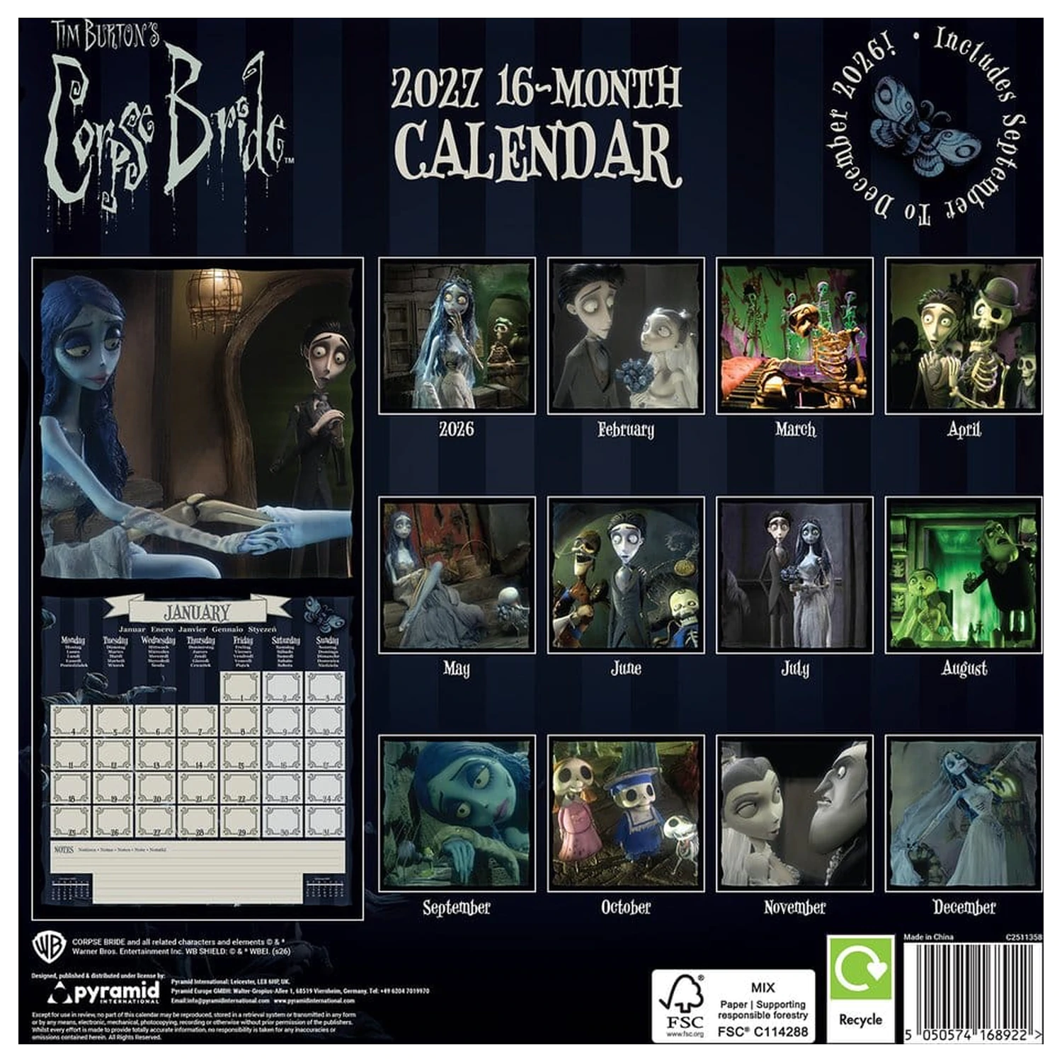 Corpse Bride Koledar 2027 30 x 30 cm fotografija izdelka