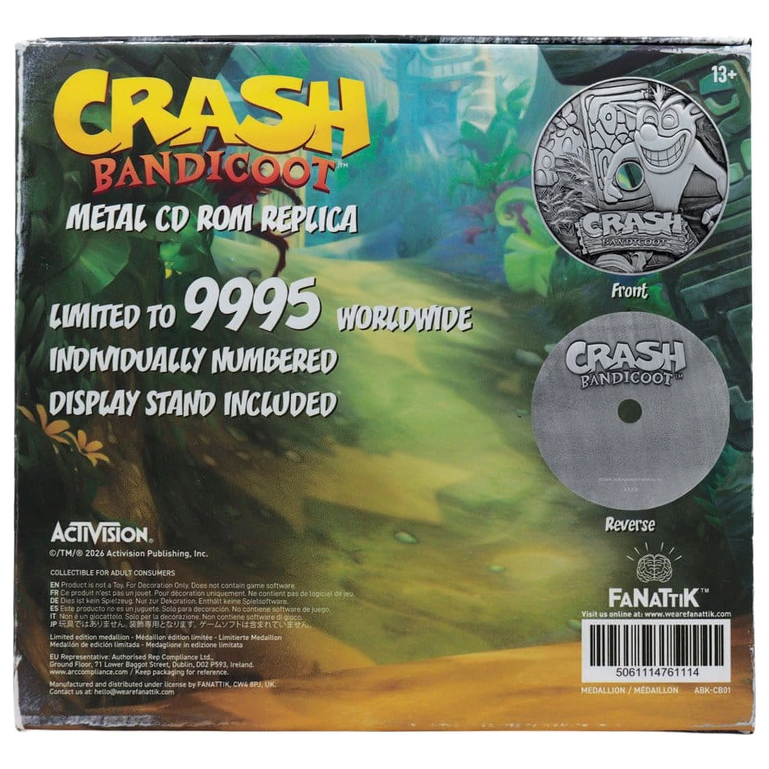 Crash Bandicoot Replika Kovinski CD-ROM Zbirateljski Izdelek Omejena Izdaja 11 cm fotografija izdelka