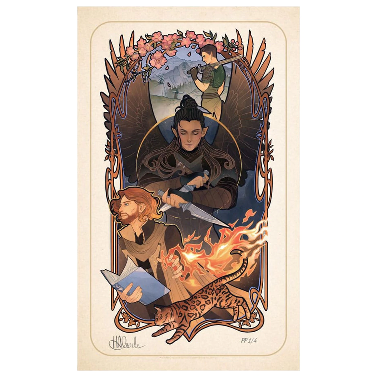 Critical Role Art Print Liam O'Brien: Ilustracije za 10. obletnico Art Nouveau 46 x 28 cm - brez okvirja fotografija izdelka