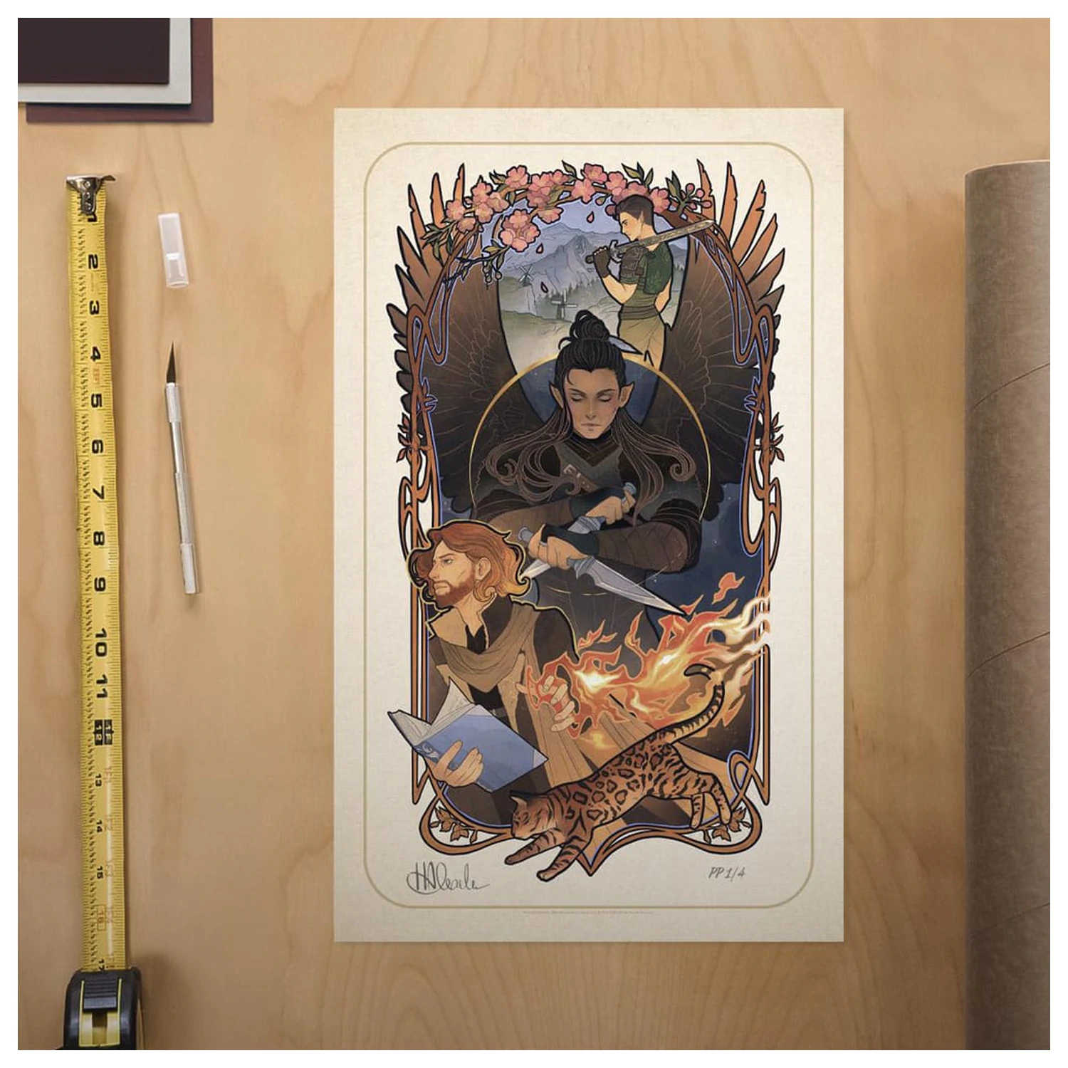 Critical Role Art Print Liam O'Brien: Ilustracije za 10. obletnico Art Nouveau 46 x 28 cm - brez okvirja fotografija izdelka