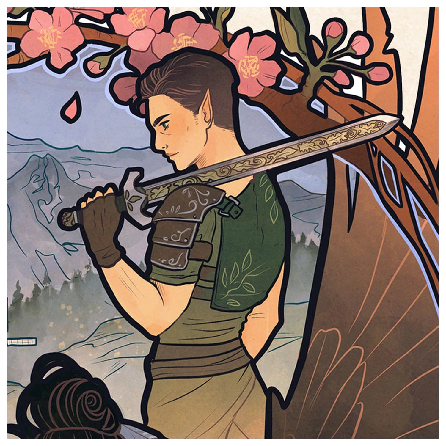 Critical Role Art Print Liam O'Brien: Ilustracije za 10. obletnico Art Nouveau 46 x 28 cm - brez okvirja fotografija izdelka