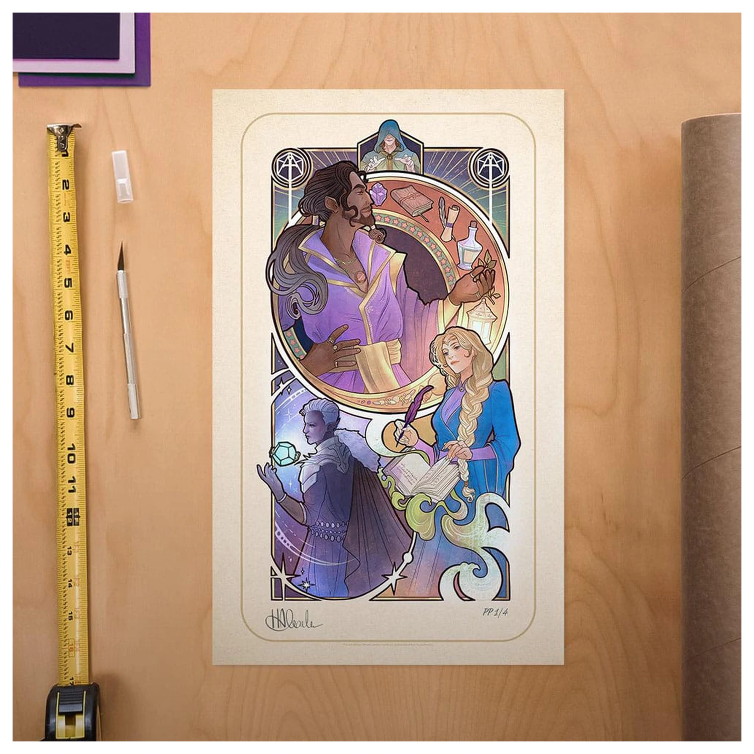 Critical Role Art Print Matthew Mercer: 10th Anniversary Ilustracije v stilu Art Nouveau 46 x 28 cm – neokvirjeno fotografija izdelka