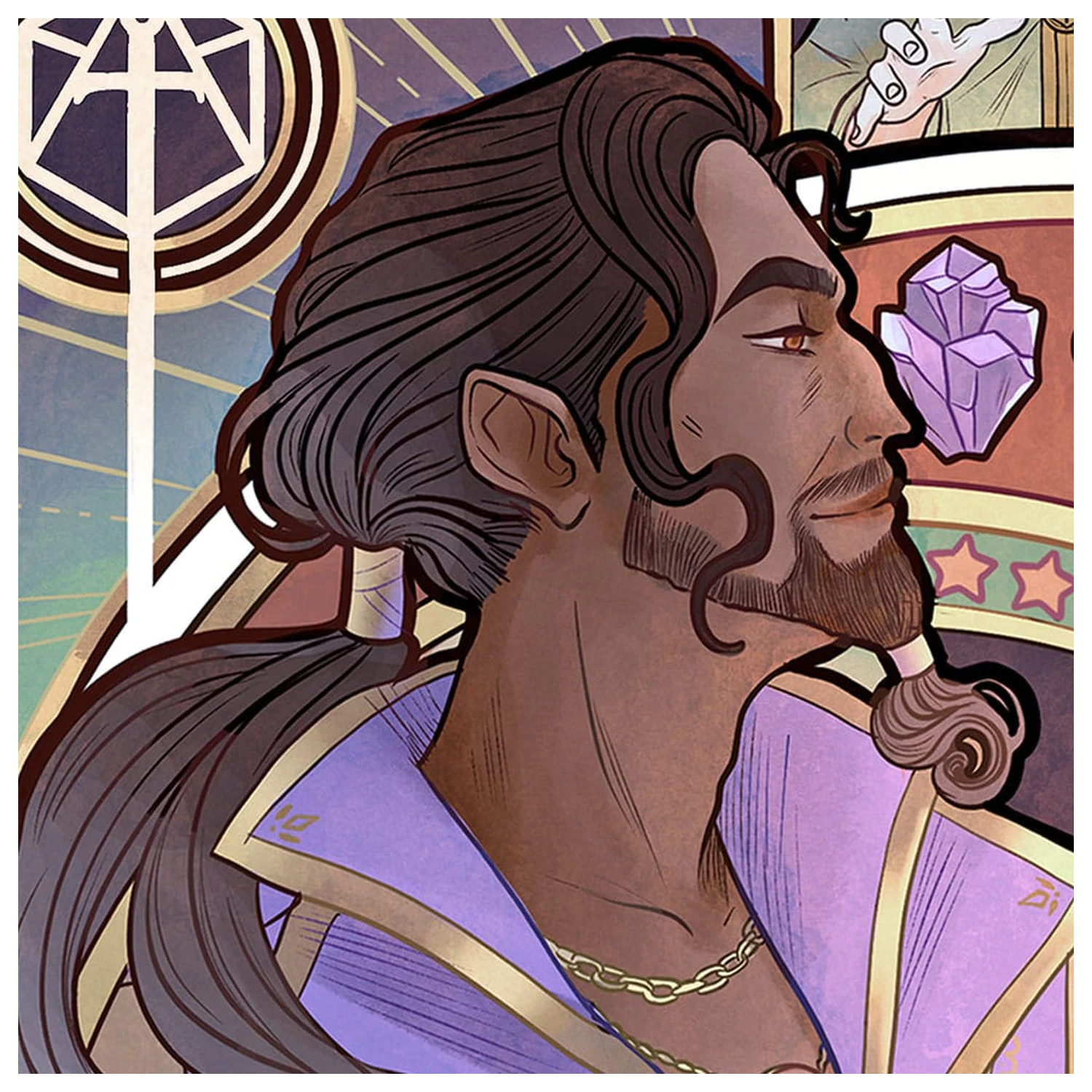Critical Role Art Print Matthew Mercer: 10th Anniversary Ilustracije v stilu Art Nouveau 46 x 28 cm – neokvirjeno fotografija izdelka
