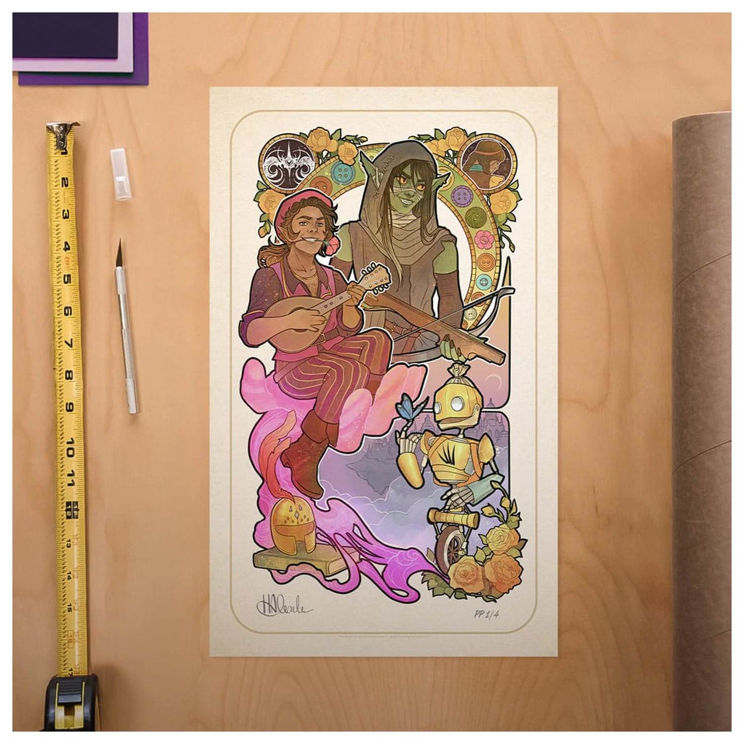 Critical Role Art Print Sam Riegel: Ilustracije ob 10. obletnici Art Nouveau 46 x 28 cm - brez okvirja fotografija izdelka