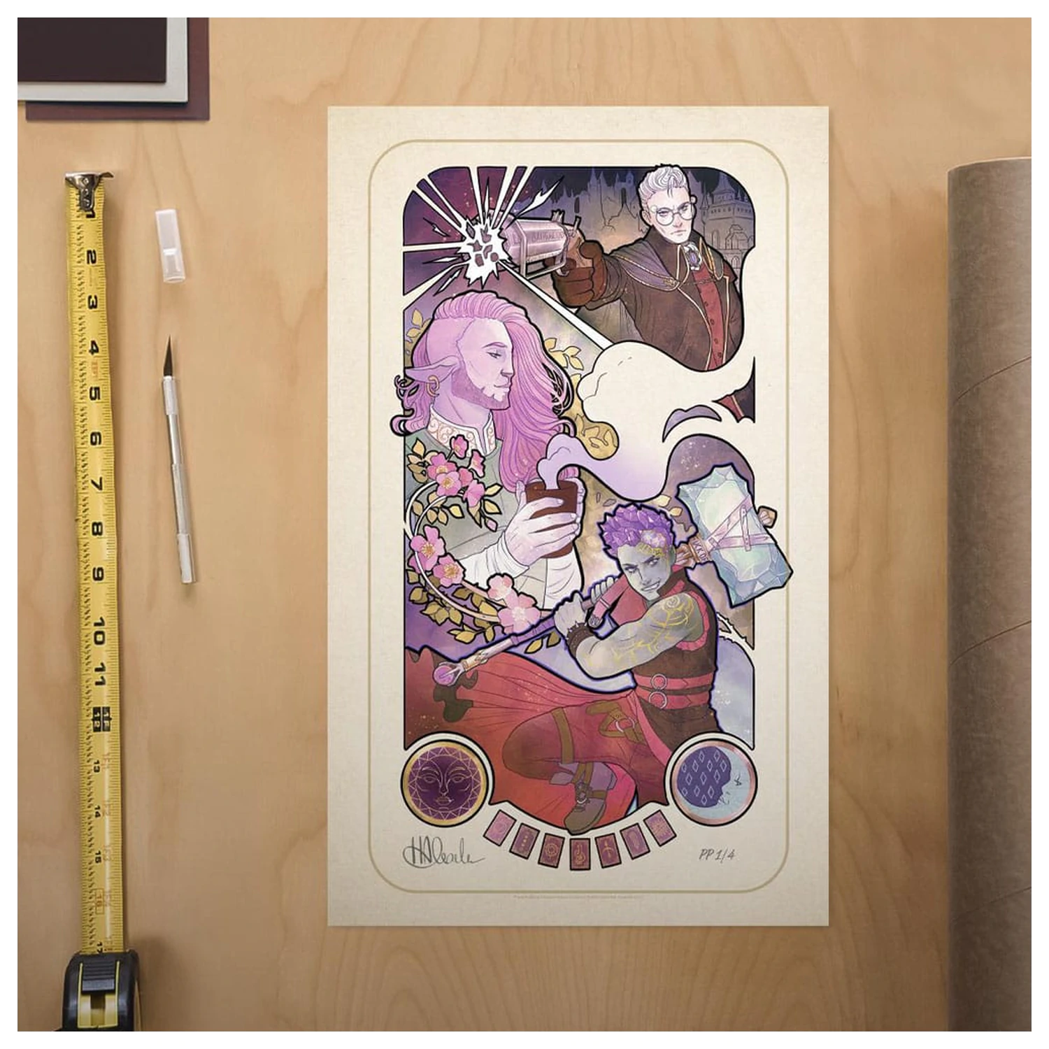 Critical Role Art Print Taliesin Jaffe: 10th Anniversary Art Nouveau Illustrations 46 x 28 cm - brez okvirja fotografija izdelka