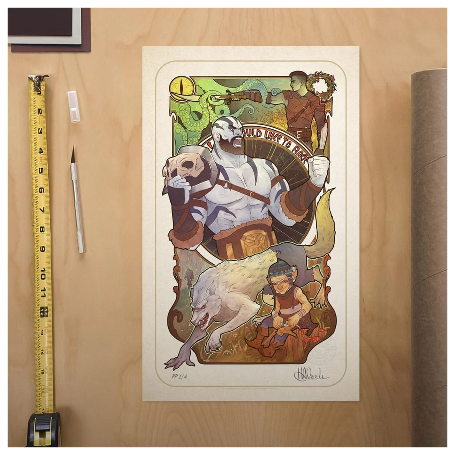 Critical Role Umetniški Tisk Travis Willingham: 10. obletnica Art Nouveau Ilustracije 46 x 28 cm - brez okvirja fotografija izdelka