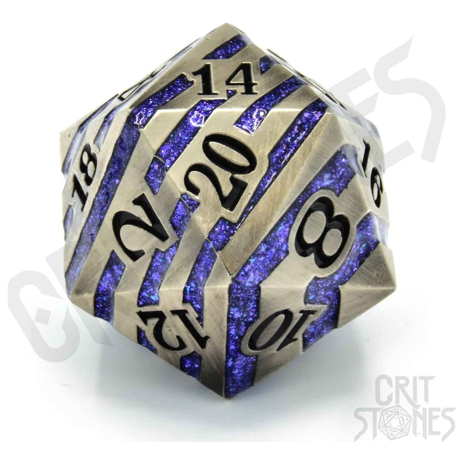 CritStones kovinska Kocka D20 Engraved Elder 3 cm fotografija izdelka