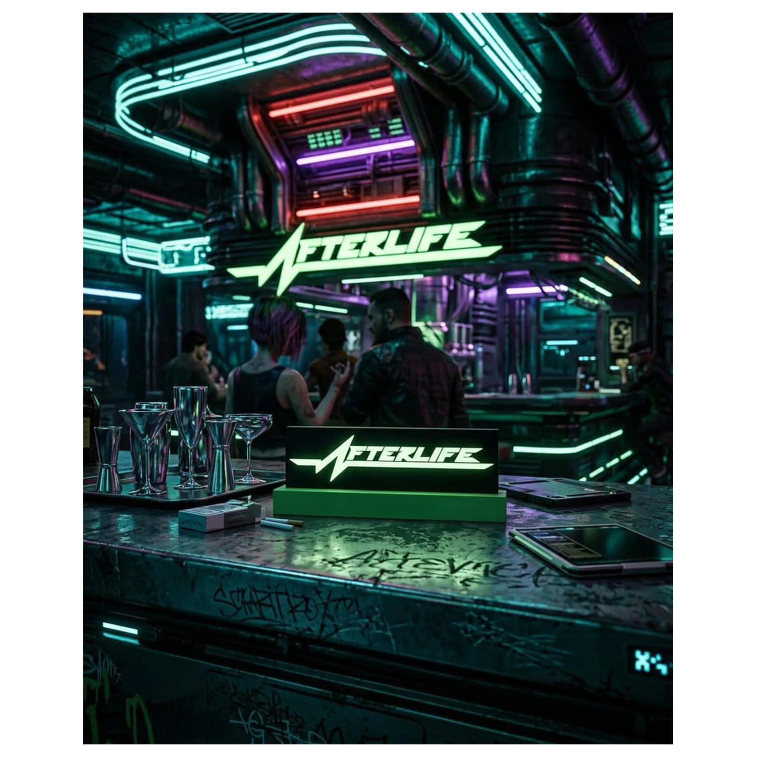 Svetilka Cyberpunk 2077 Logo Light Afterlife fotografija izdelka