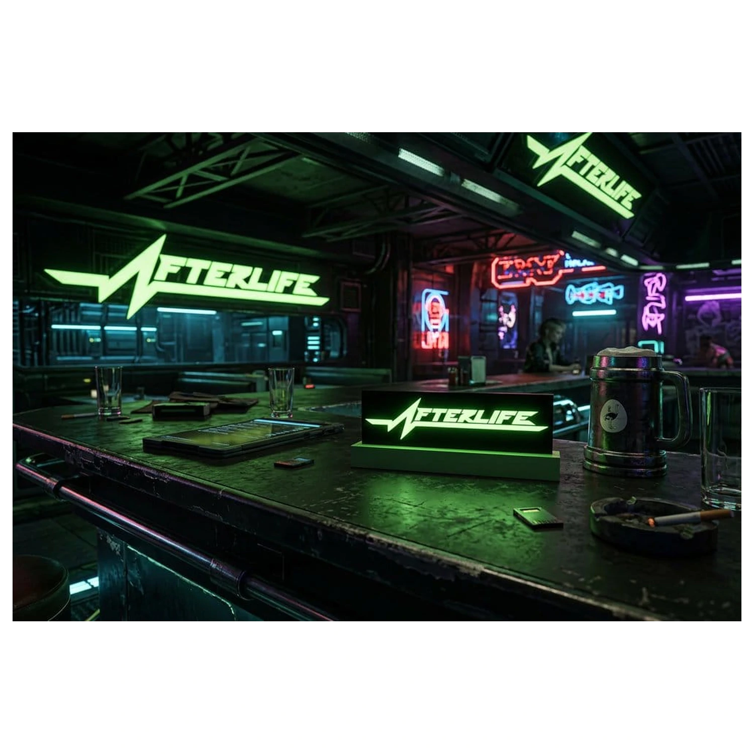 Svetilka Cyberpunk 2077 Logo Light Afterlife fotografija izdelka
