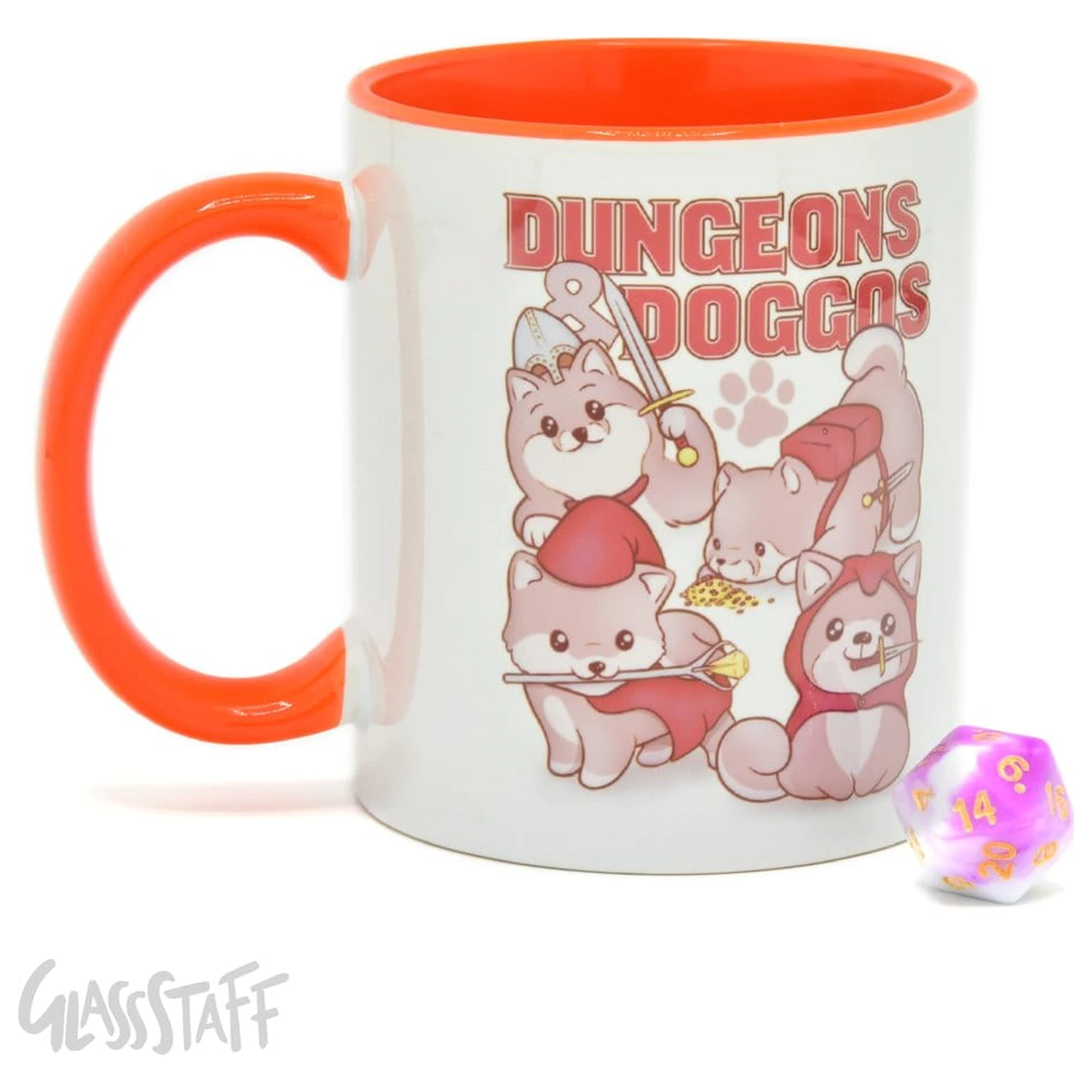 Dungeons & Doggos Gift Set Skodelica & Kocke D20 fotografija izdelka