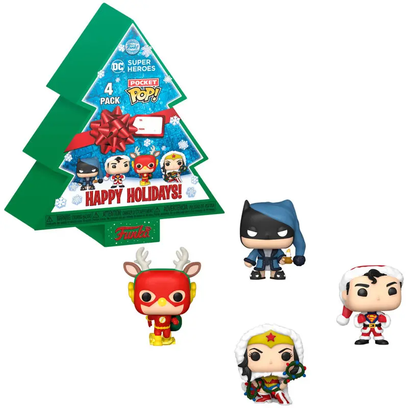 DC Comics Holiday 2022 Pocket POP! Vinilne figurice 4-Pack Božično drevo škatla 4 cm fotografija izdelka