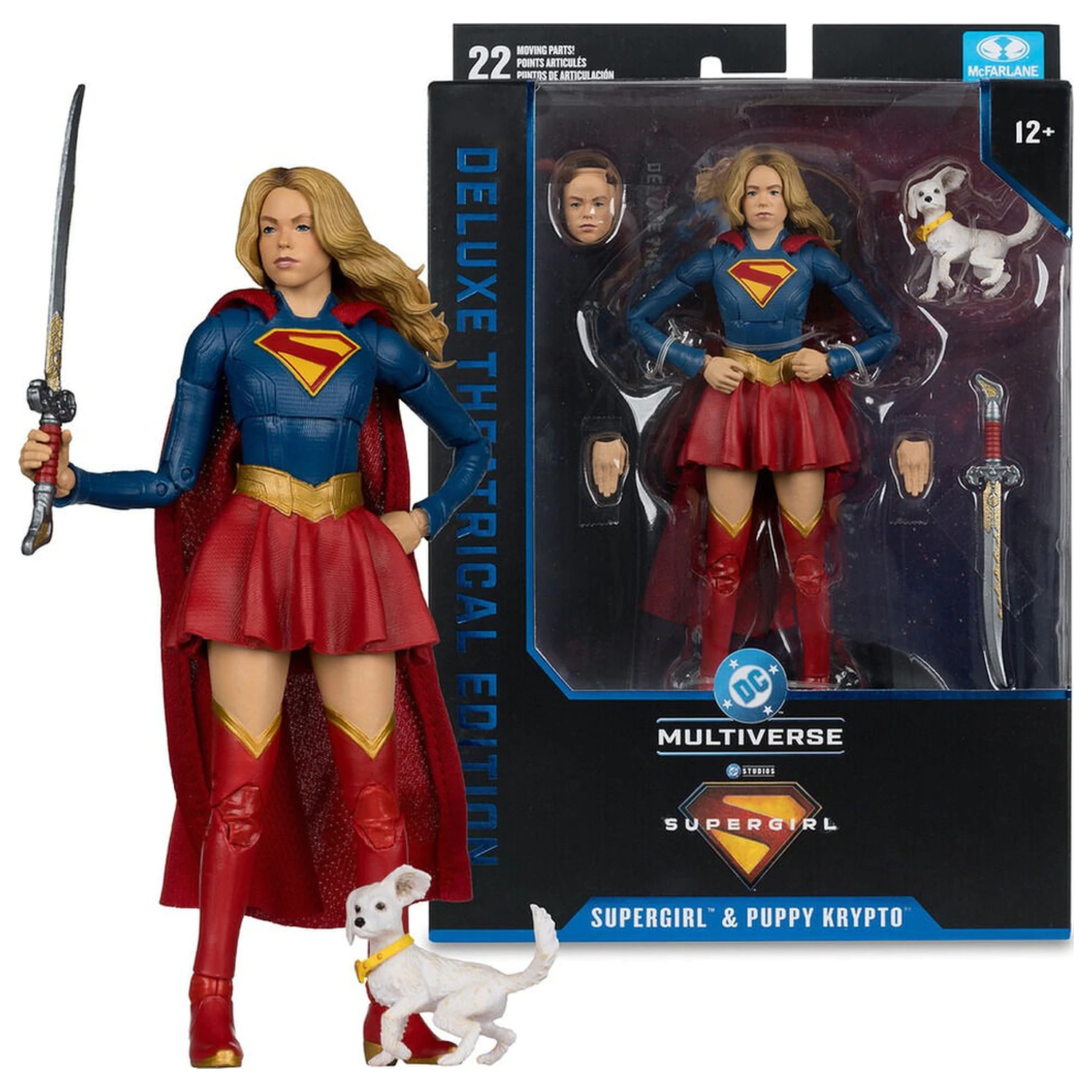 DC Comics Supergirl Deluxe Theatrical Edition Supergirl & Puppy Kripto figura 18 cm fotografija izdelka