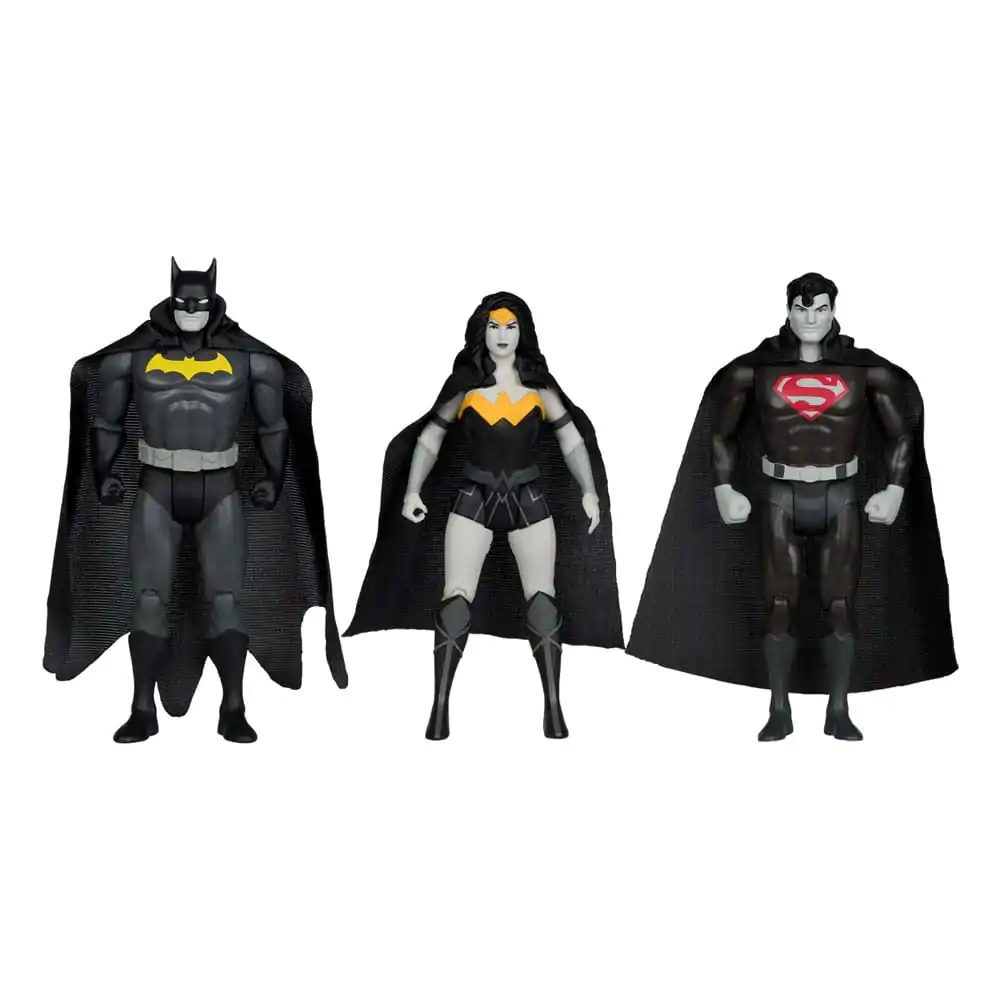 DC Direct Super Powers akcijske figure Batman, Superman & Wonder Woman Black & White Accent Edition Gold Label 13 cm fotografija izdelka