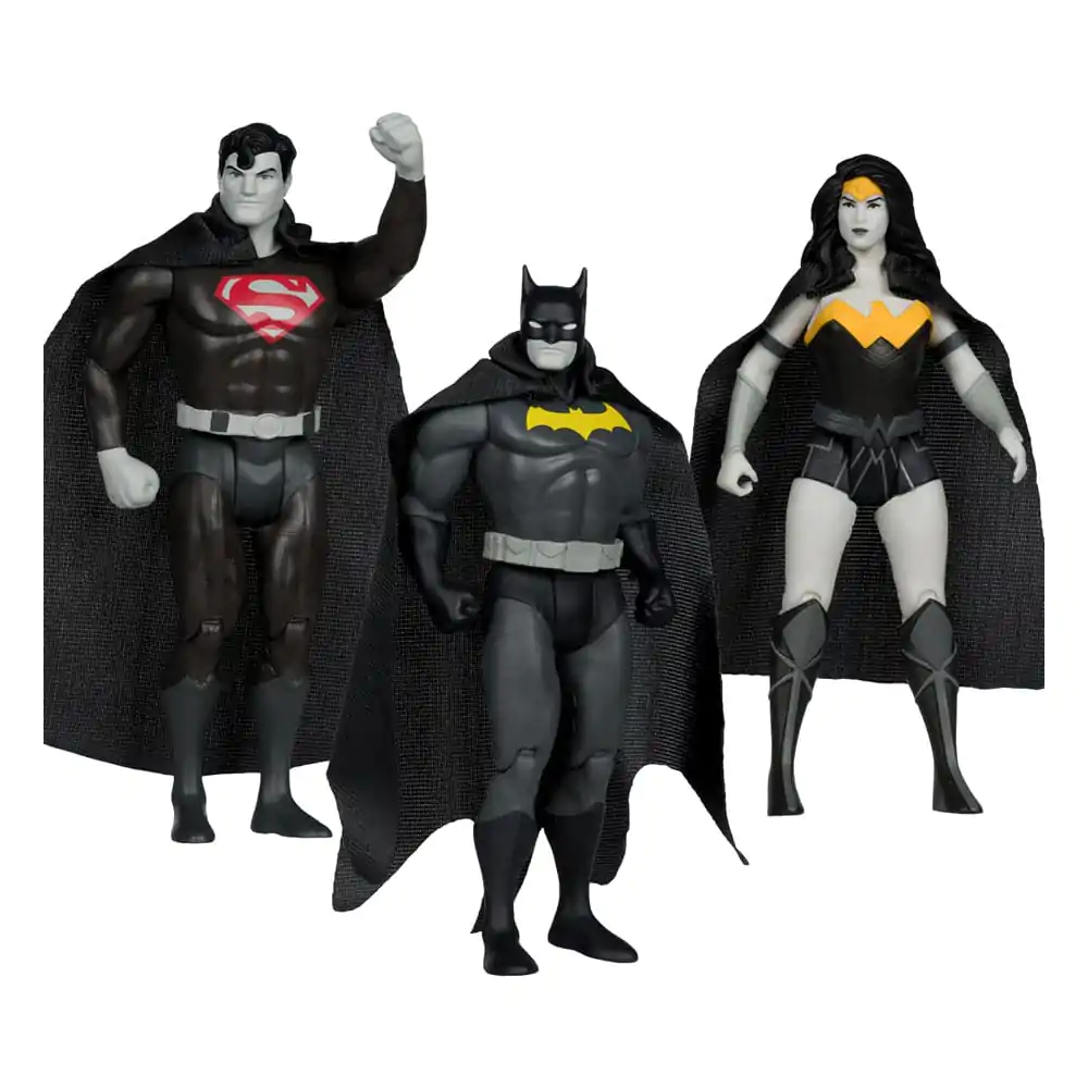 DC Direct Super Powers akcijske figure Batman, Superman & Wonder Woman Black & White Accent Edition Gold Label 13 cm fotografija izdelka
