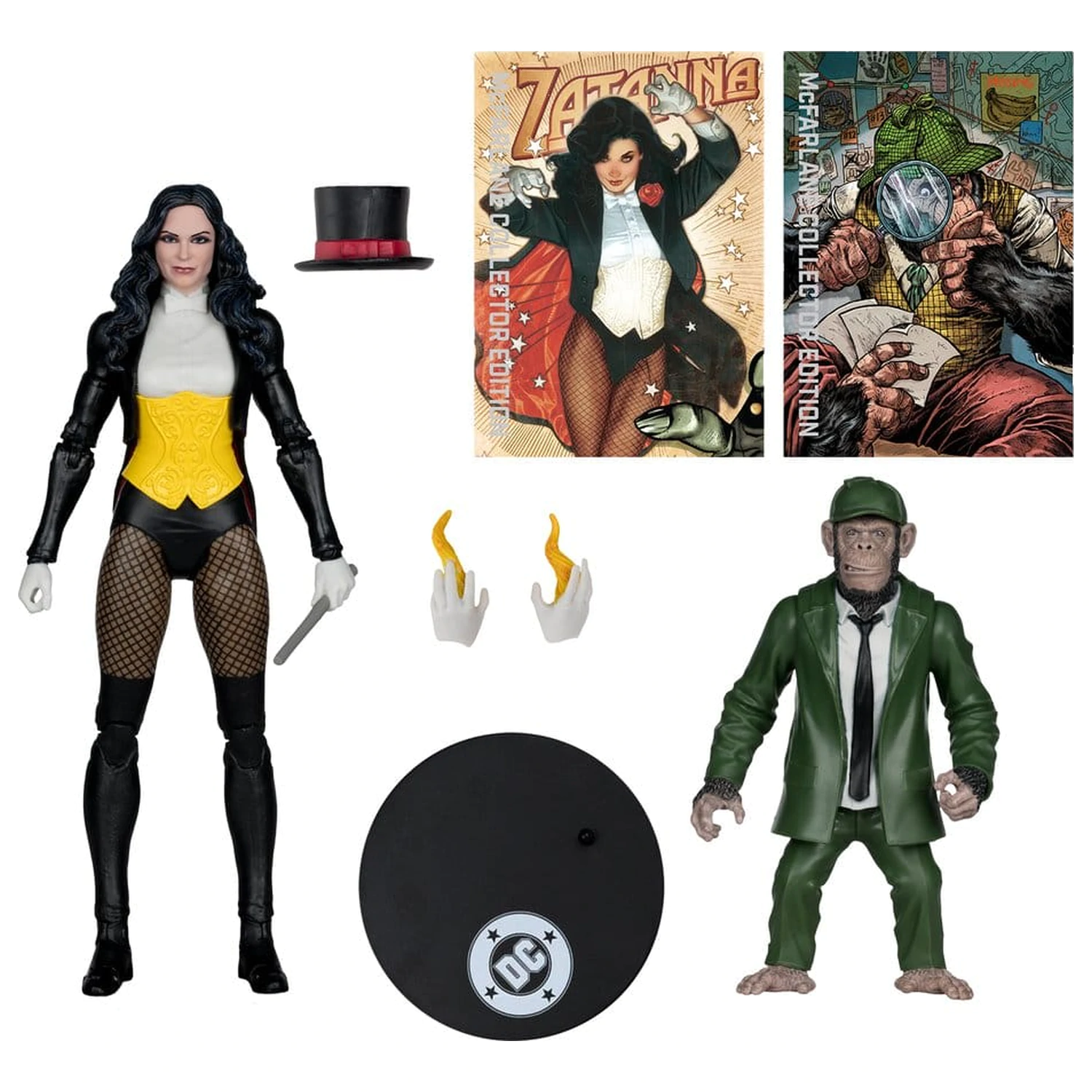 DC Multiverse McFarlane akcijska figura Zatanna with Detective Chimp Collector Edition #53 18 cm fotografija izdelka