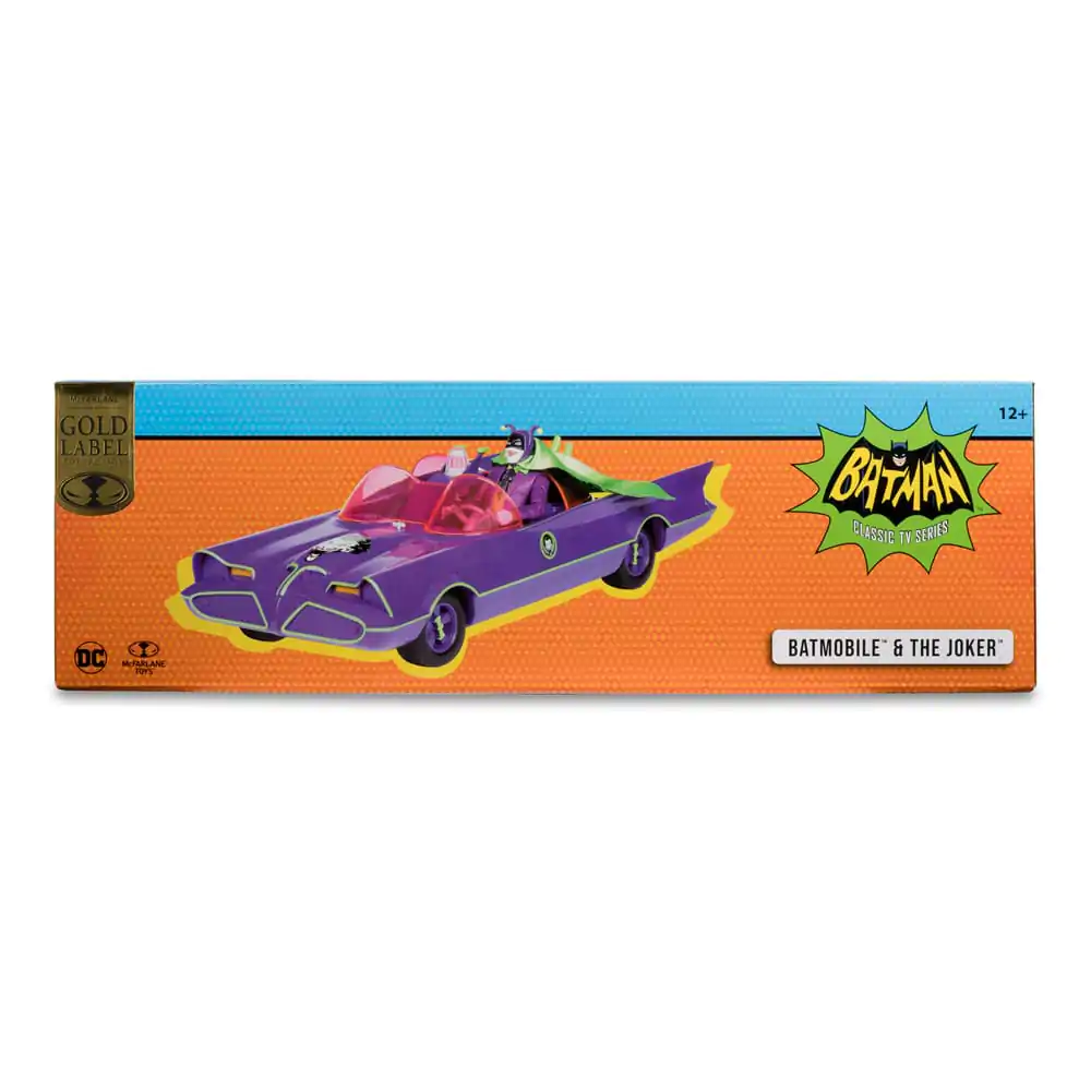 DC Retro akcijska figura Batman 66 Batmobil z Jokerjem (Gold Label) 15 cm fotografija izdelka