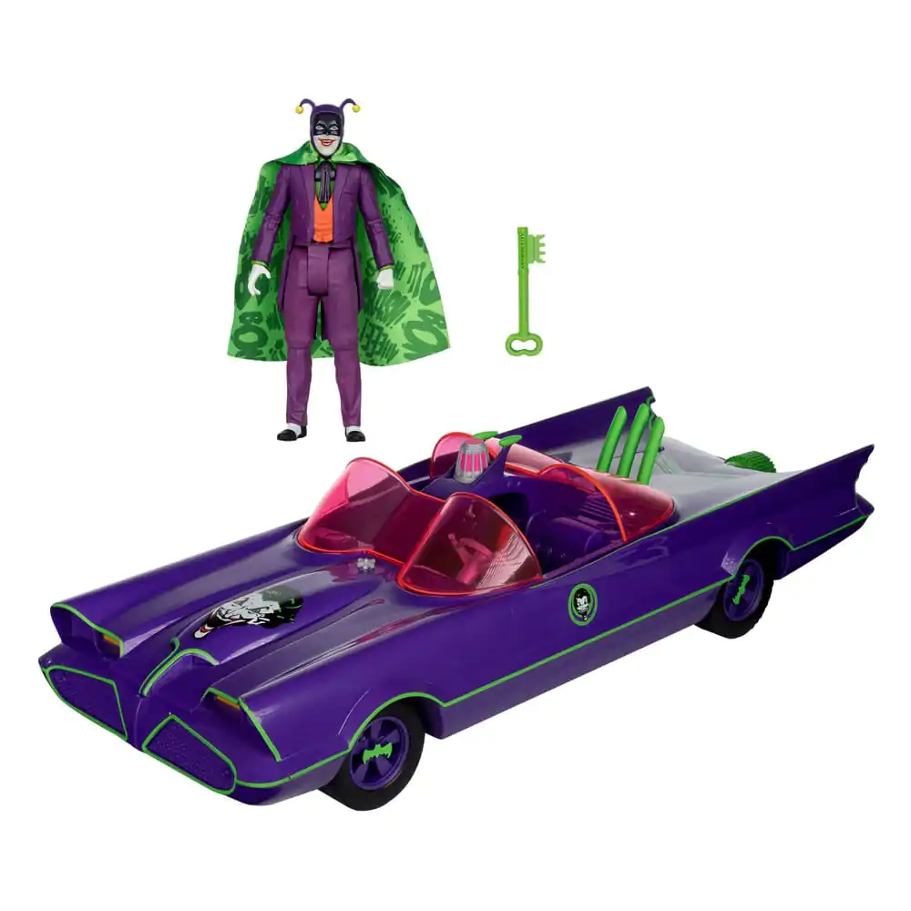 DC Retro akcijska figura Batman 66 Batmobil z Jokerjem (Gold Label) 15 cm fotografija izdelka