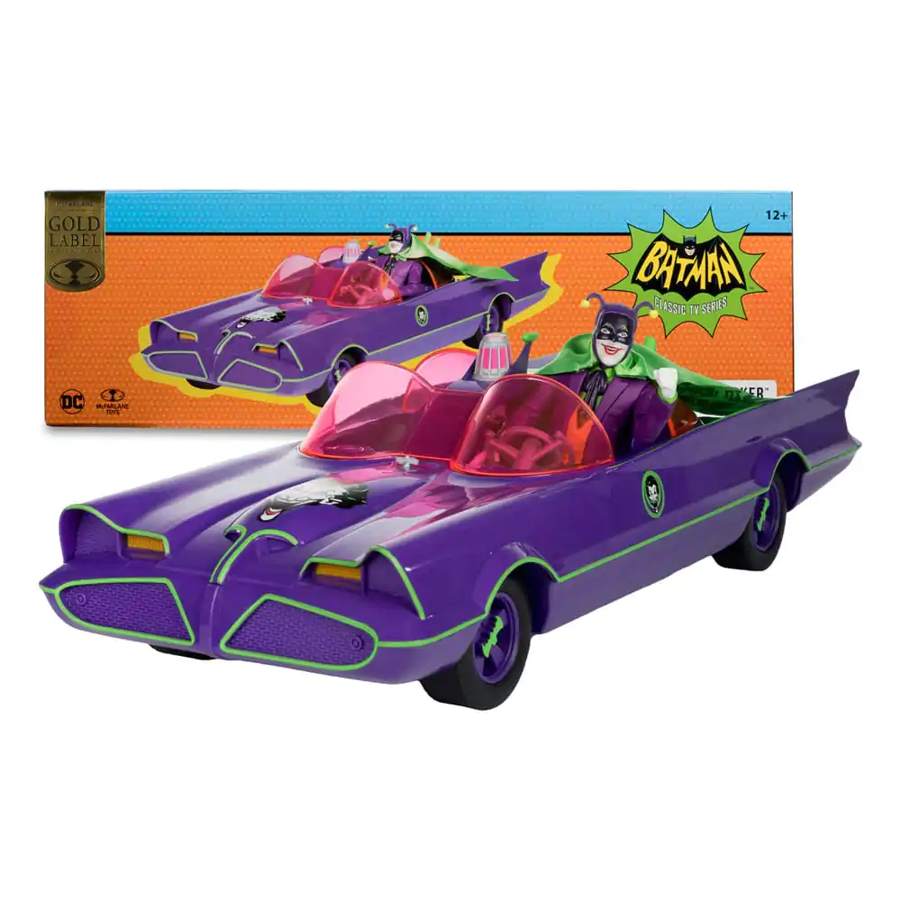 DC Retro akcijska figura Batman 66 Batmobil z Jokerjem (Gold Label) 15 cm fotografija izdelka