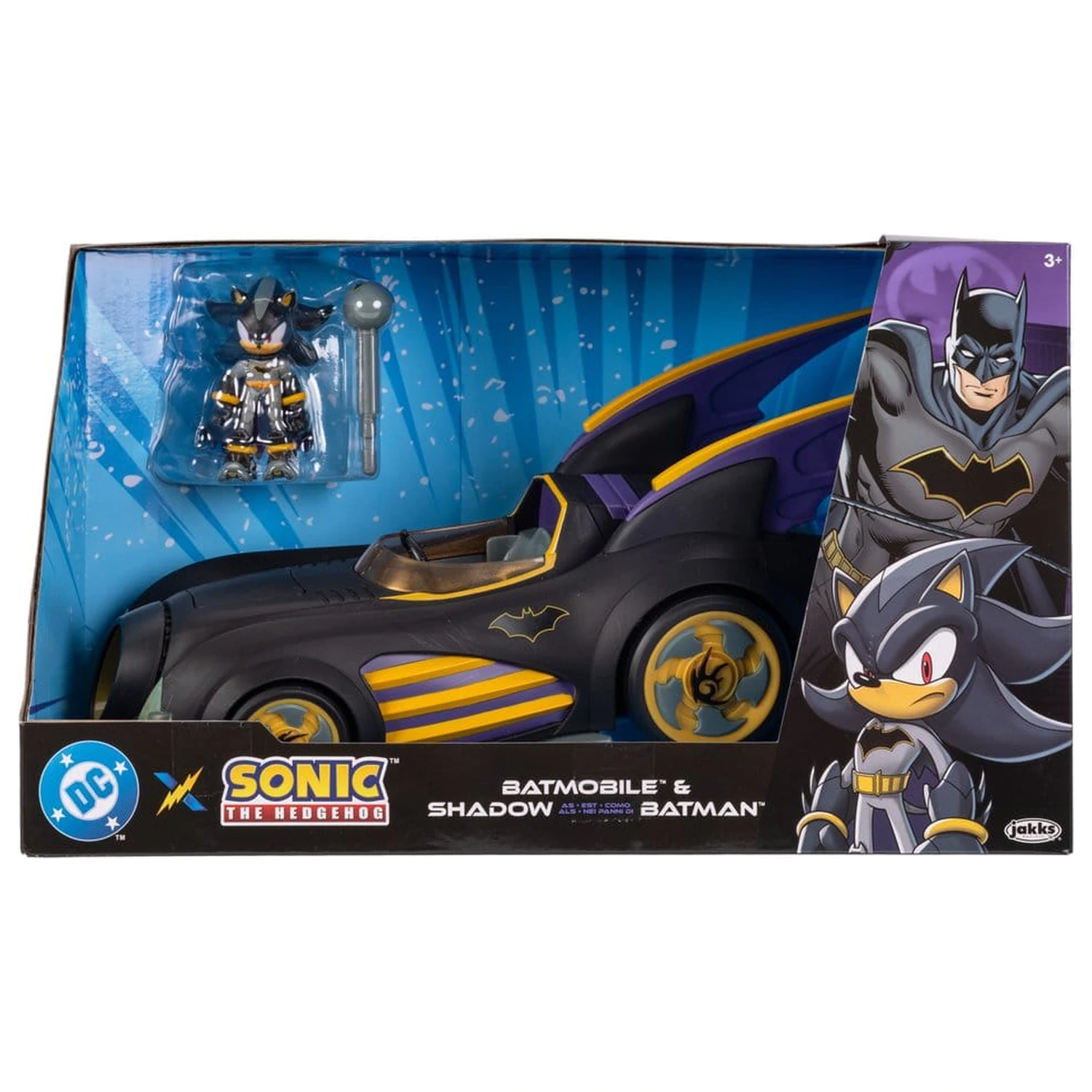DC x Sonic - The Hedgehog akcijska figura z vozilom Shadow Batman & Batmobile 6 cm fotografija izdelka