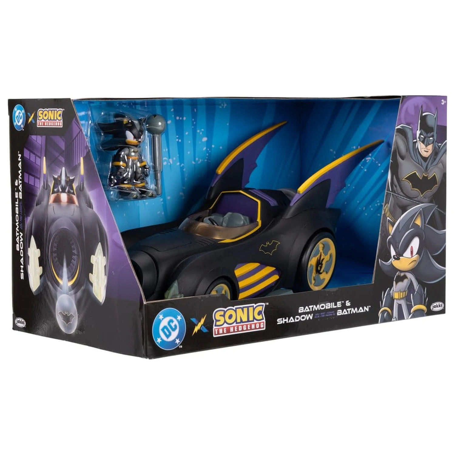DC x Sonic - The Hedgehog akcijska figura z vozilom Shadow Batman & Batmobile 6 cm fotografija izdelka