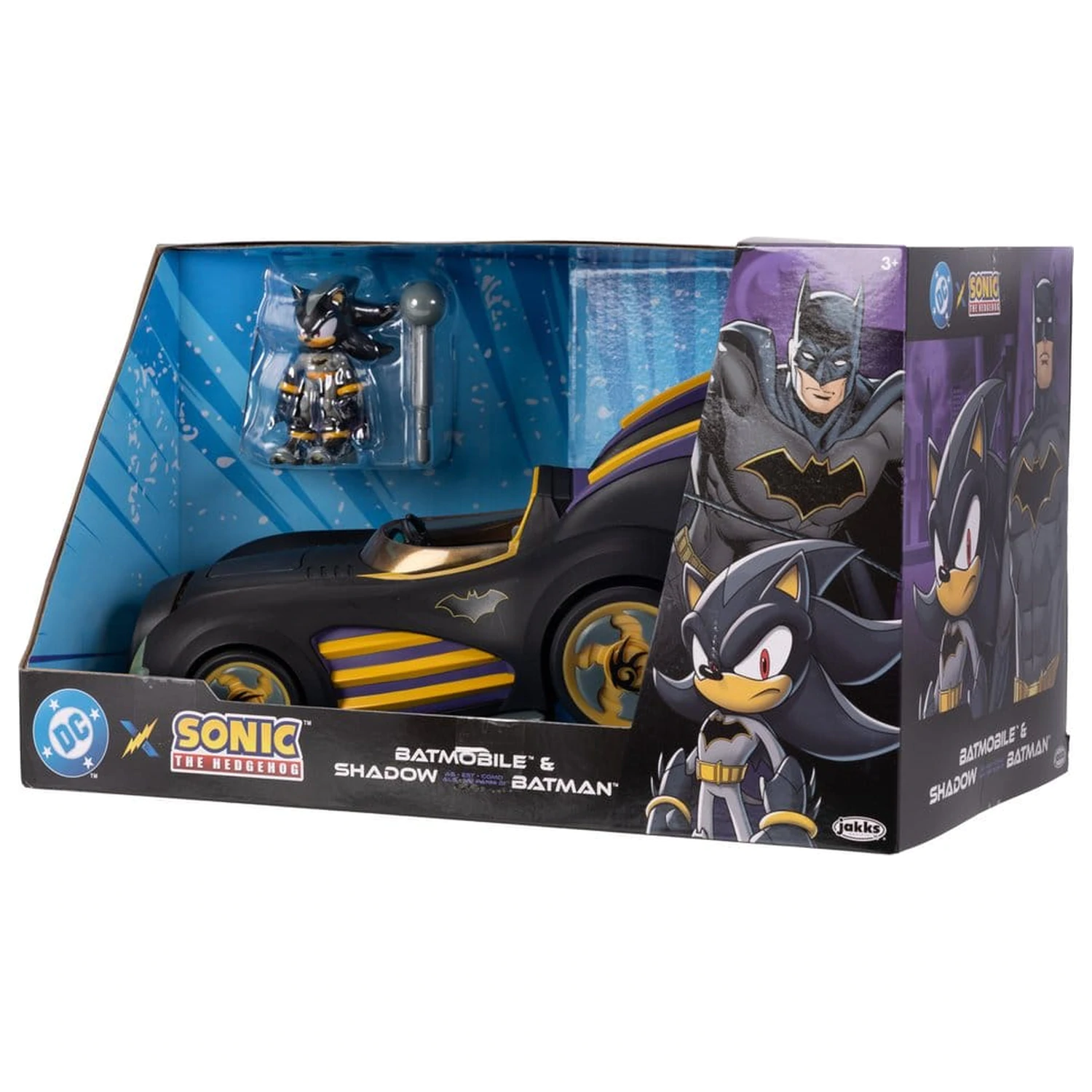 DC x Sonic - The Hedgehog akcijska figura z vozilom Shadow Batman & Batmobile 6 cm fotografija izdelka