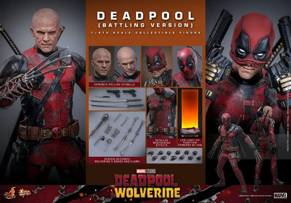 Deadpool & Wolverine Movie Masterpiece akcijska figura 1/6 Deadpool (Battling Version) 31 cm fotografija izdelka