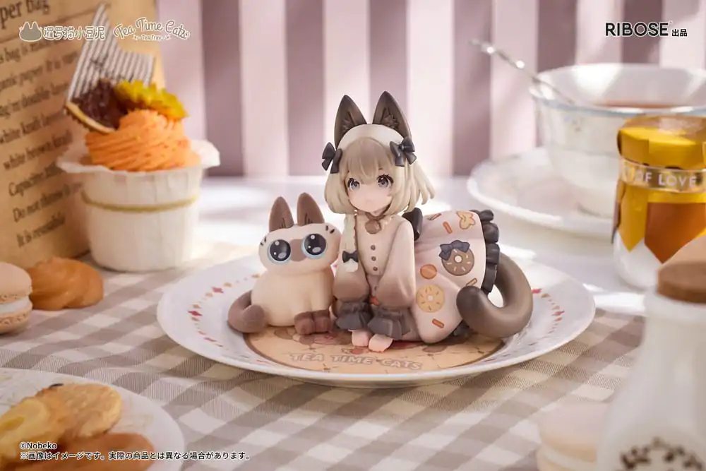 Decorated Life Collection PVC Kip Tea Time Cats x Siamese Cat Azuki-san Friendship Collaboration Exclusive Set 18 cm fotografija izdelka