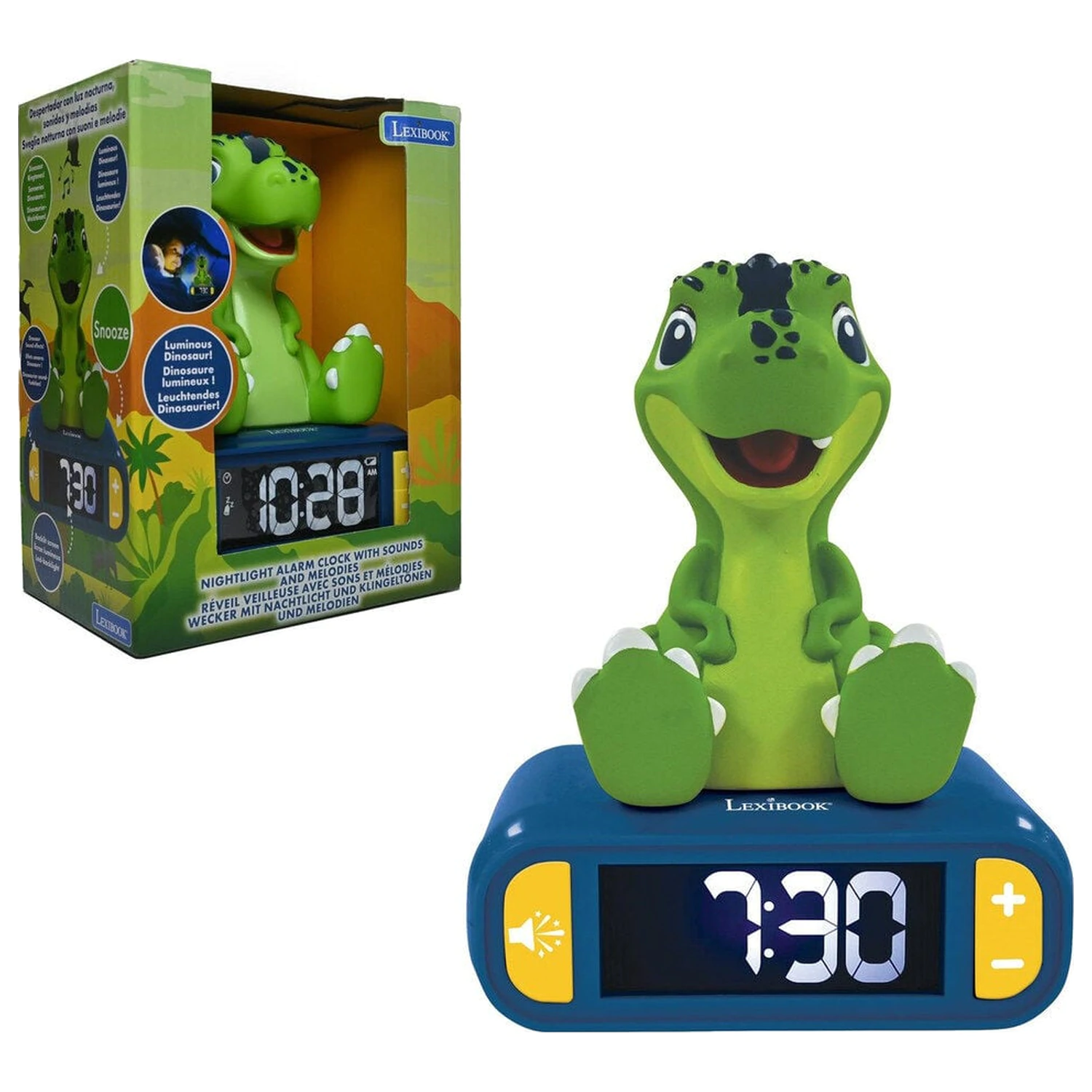 Dinozaver 3D nočna lučka digitalna budilka fotografija izdelka