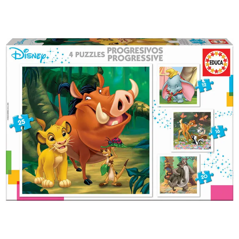 Disney Animals Dumbo + Bambi + Lion King + Jungle Book puzzle 12-16-20-25 kosov fotografija izdelka