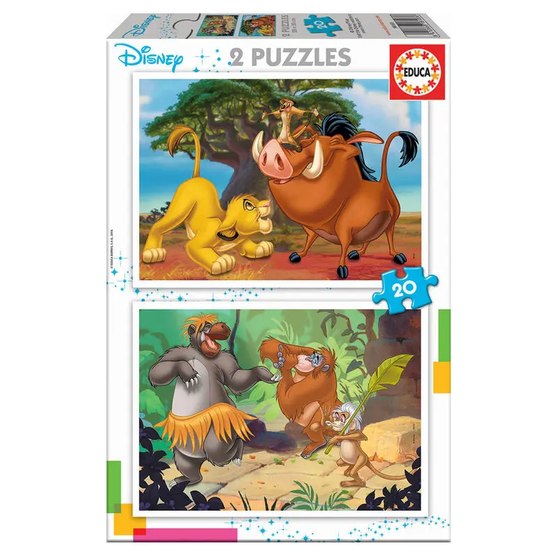 Disney Animals Lion King + Jungle Book puzzle 2 x 20 kosov fotografija izdelka