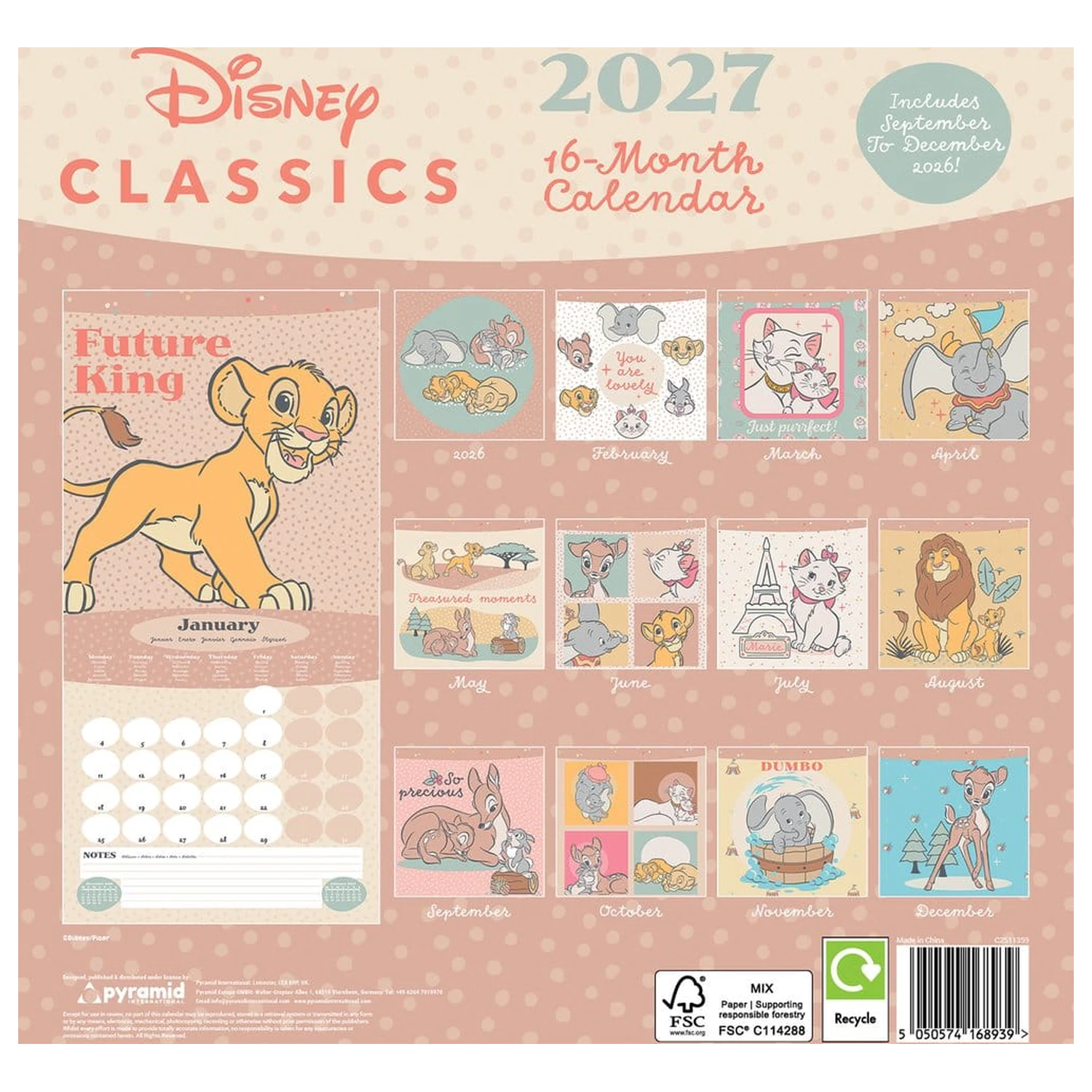 Disney Classics Koledar Dragoceni spomini 2027 30 x 30 cm fotografija izdelka