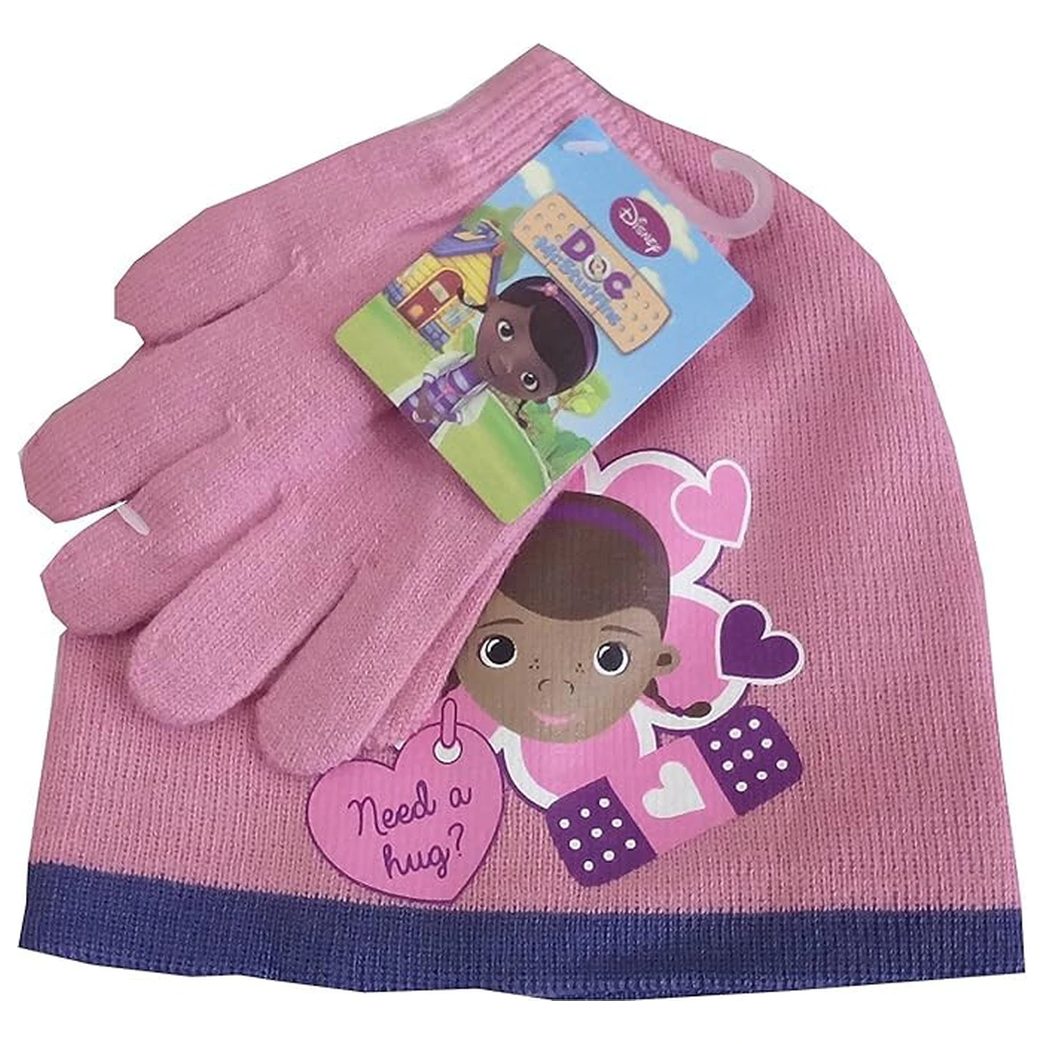 Disney Doc McStuffins Hug Pink otroška kapa in set rokavic 54 cm fotografija izdelka