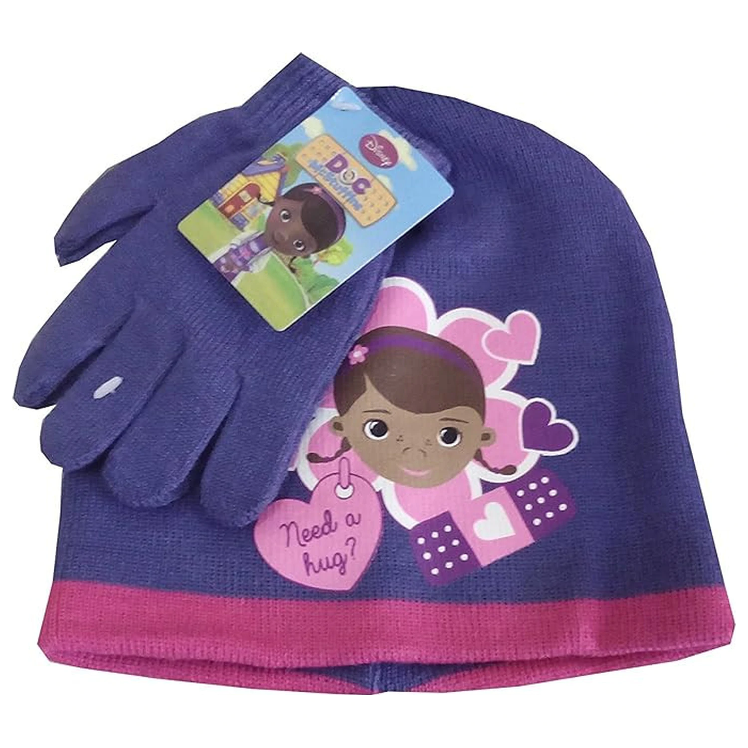 Disney Doc McStuffins Hug Purple otroški komplet kapa in rokavice 54 cm fotografija izdelka