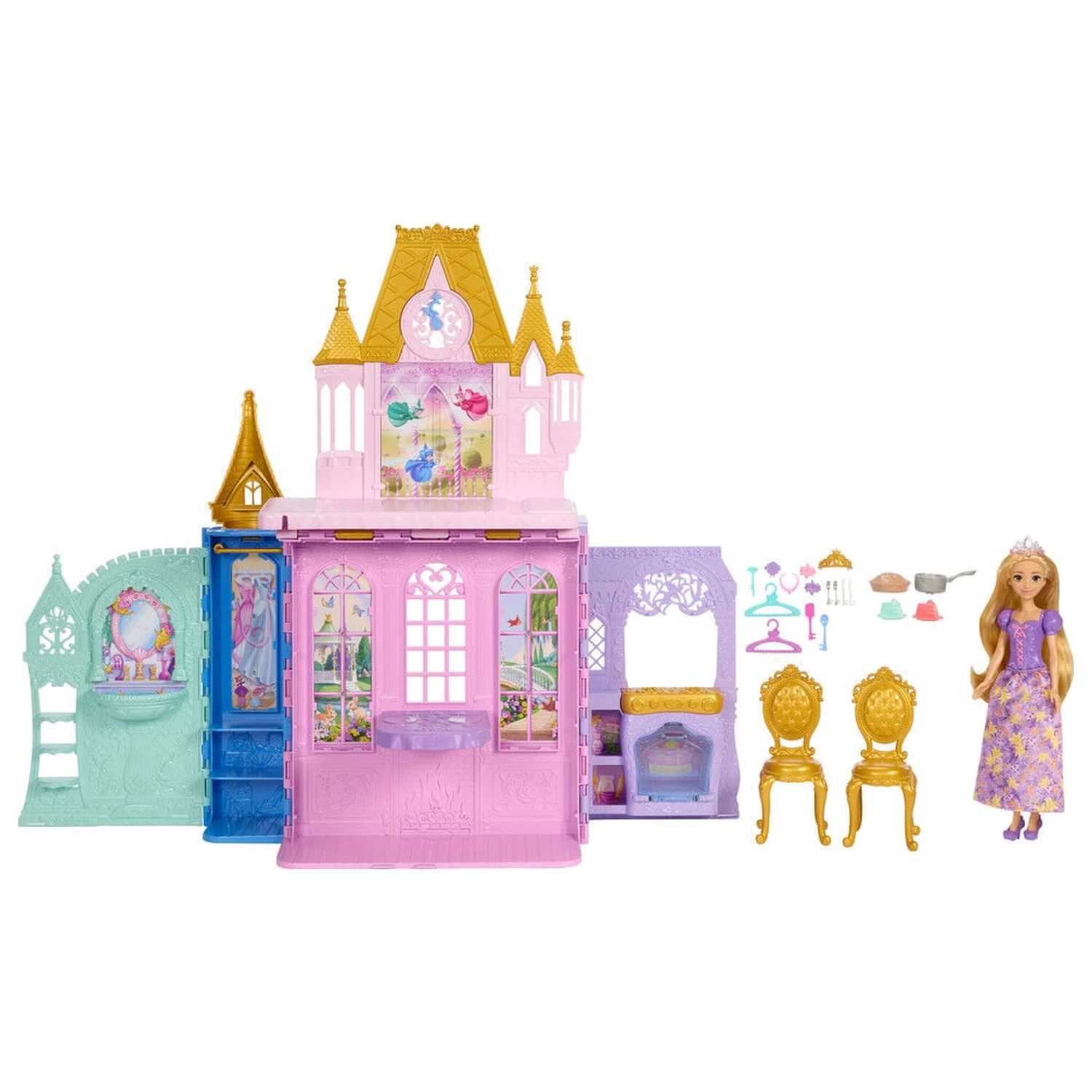 Disney Princess Rapunzel punčka in Close & Carry Castle igralni set fotografija izdelka