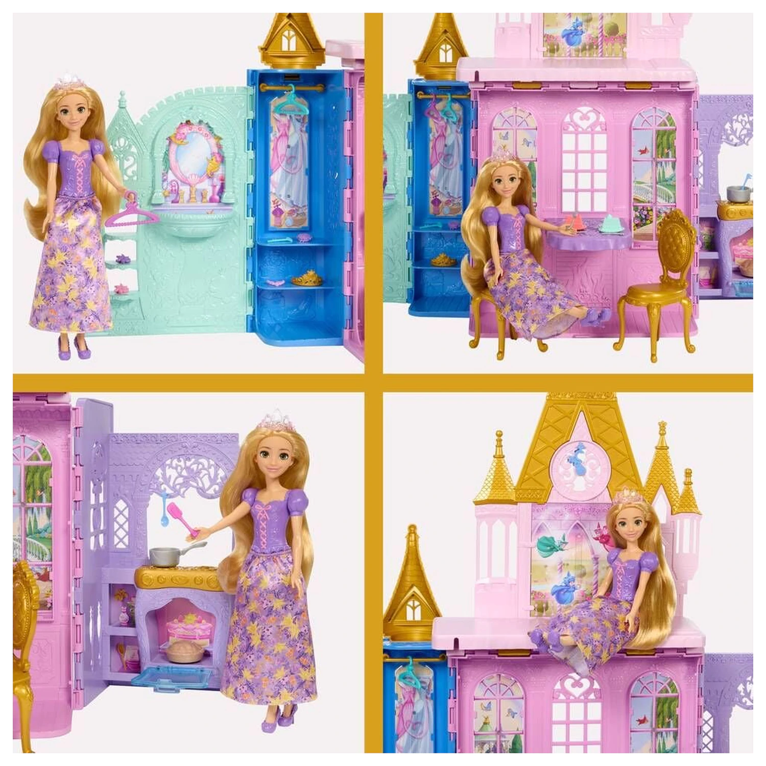 Disney Princess Rapunzel punčka in Close & Carry Castle igralni set fotografija izdelka