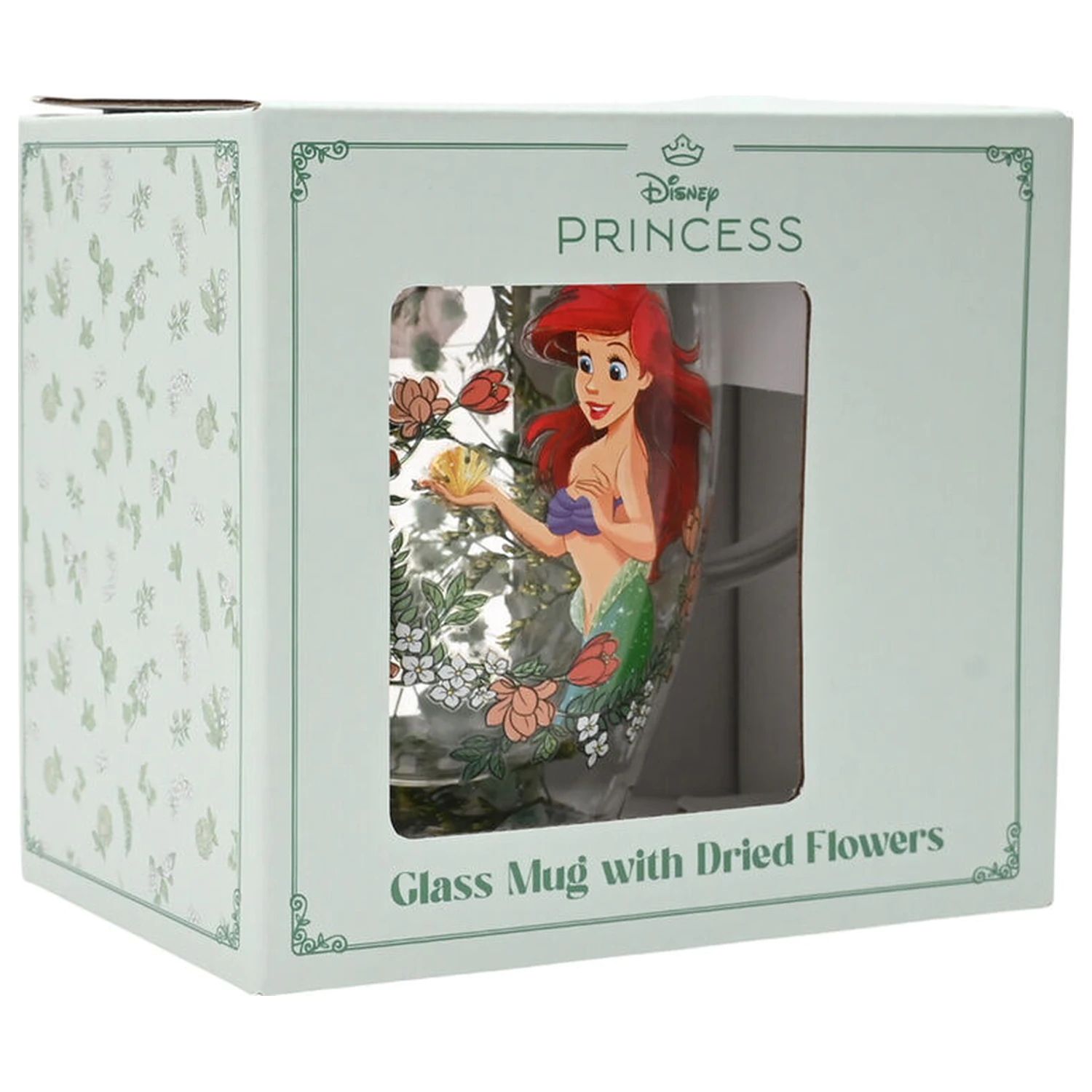 Disney Princess Ariel cvetlični dekorativni stekleni vrč 300 ml fotografija izdelka