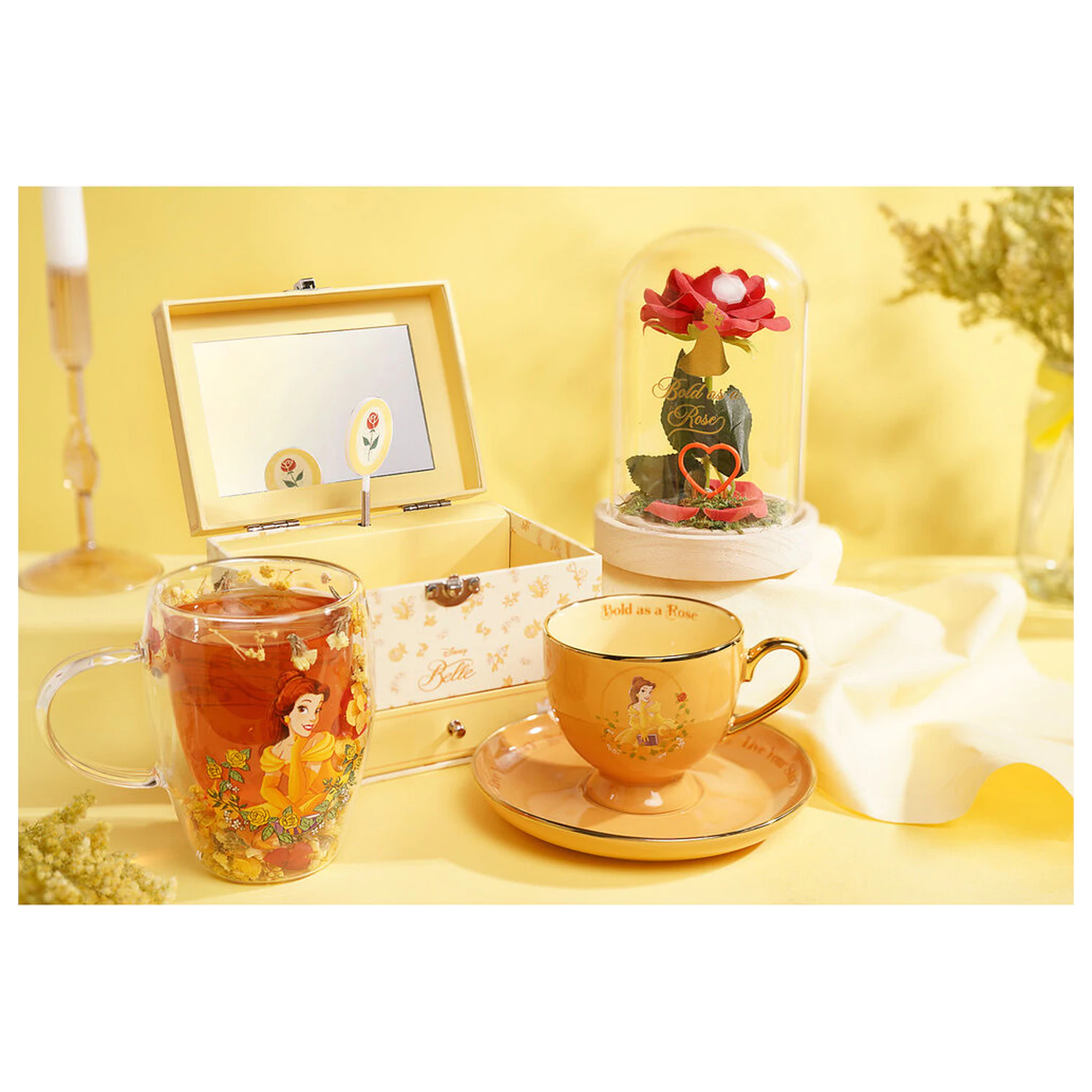 Disney Princess Belle Kozarec s suhim cvetjem 300 ml fotografija izdelka