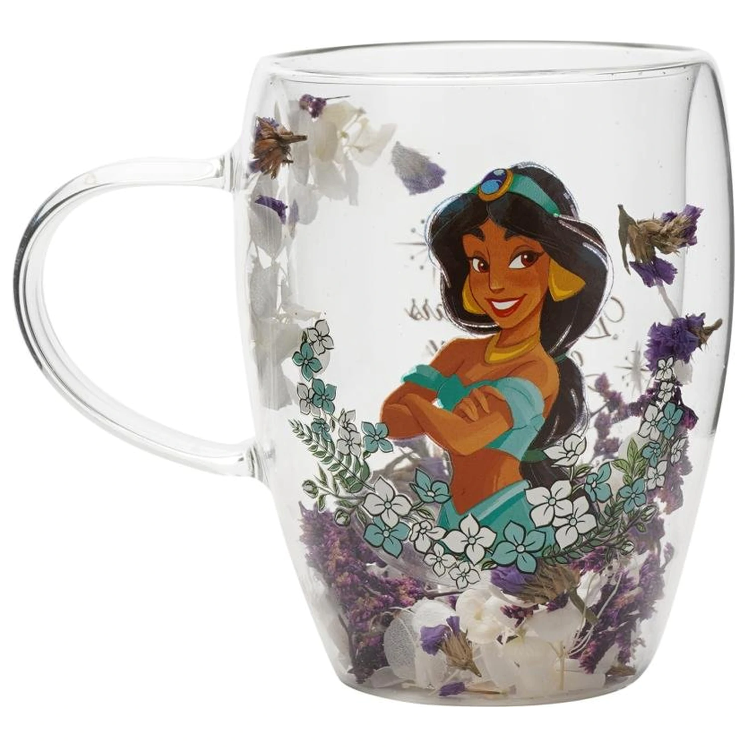 Disney Princess Jasmine steklen kozarec s suhim cvetjem 300 ml fotografija izdelka