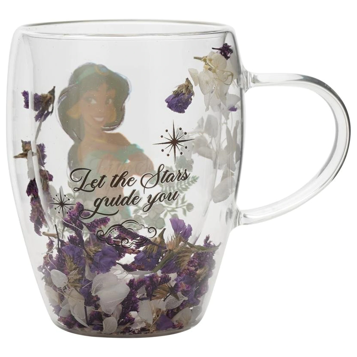 Disney Princess Jasmine steklen kozarec s suhim cvetjem 300 ml fotografija izdelka