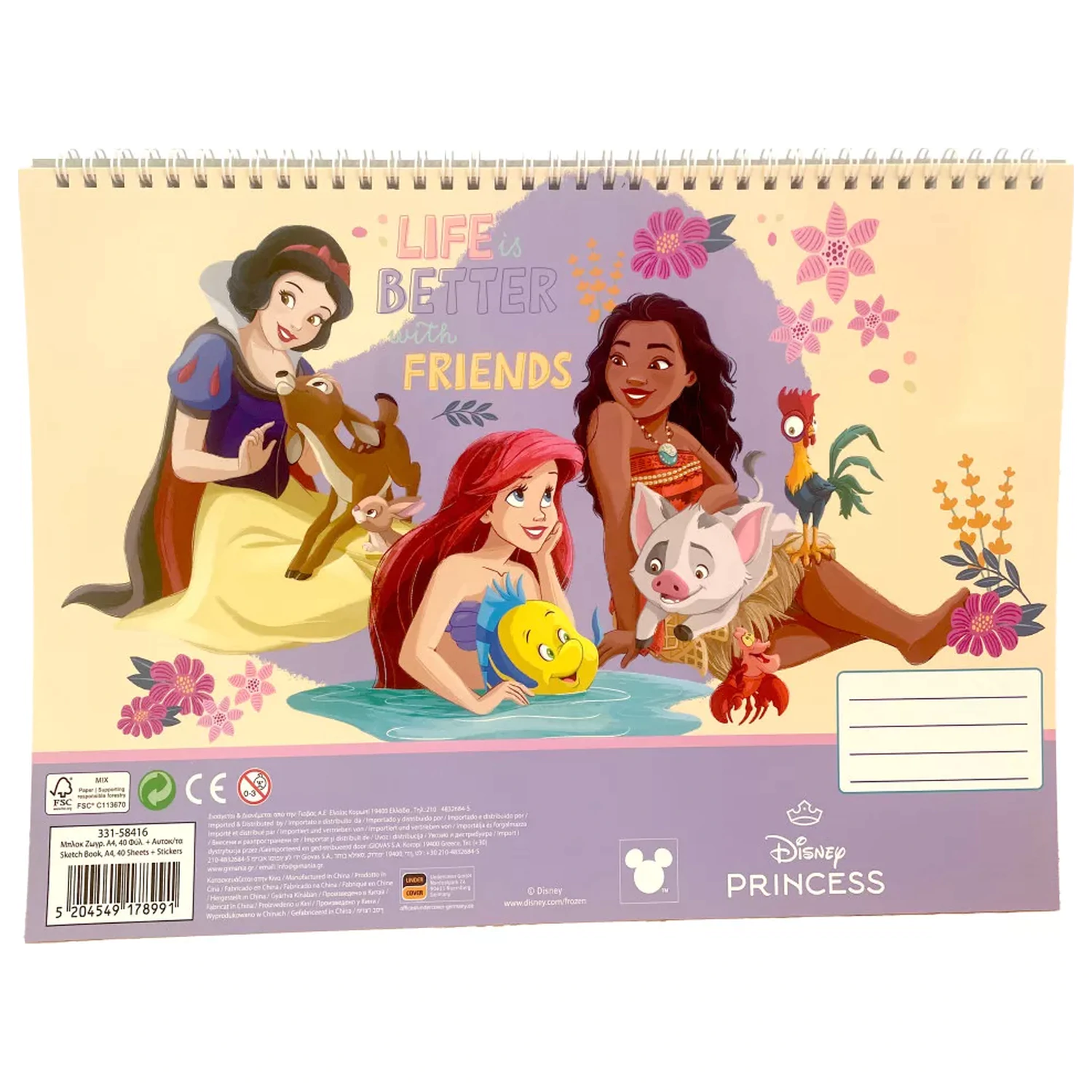 Disney Princesses Life A/4 spiralni skicirni blok 40 listov z nalepkami fotografija izdelka