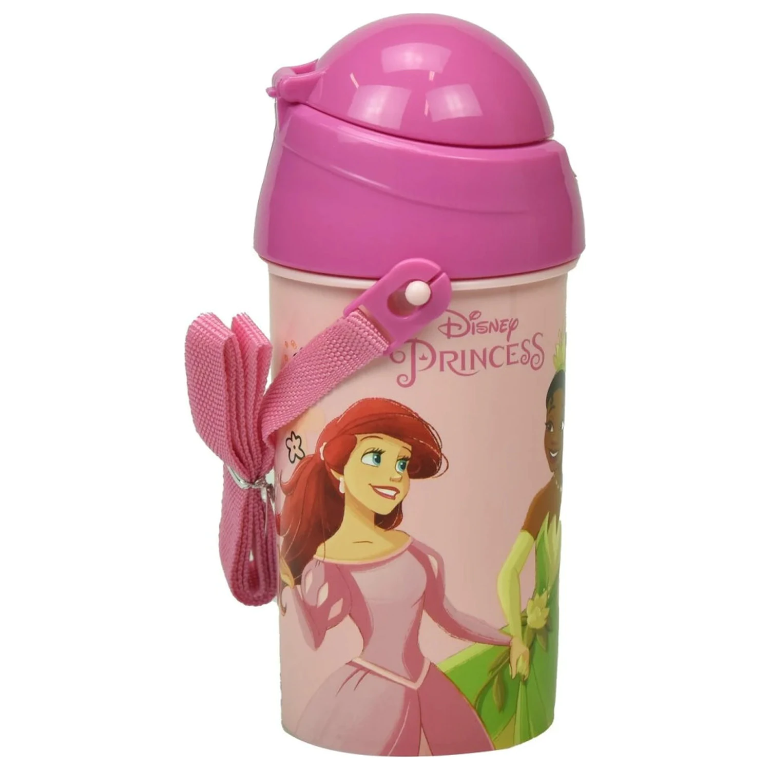 Disney Princesses pomladanska plastična steklenica za vodo s slamico in obešalnikom 500 ml fotografija izdelka